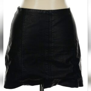 Free People Black Faux Leather Mini Skirt